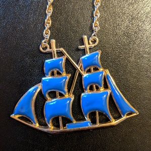 Blue Ship Necklace